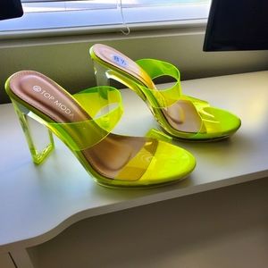 Neon Yellow Clear Strap And Heel